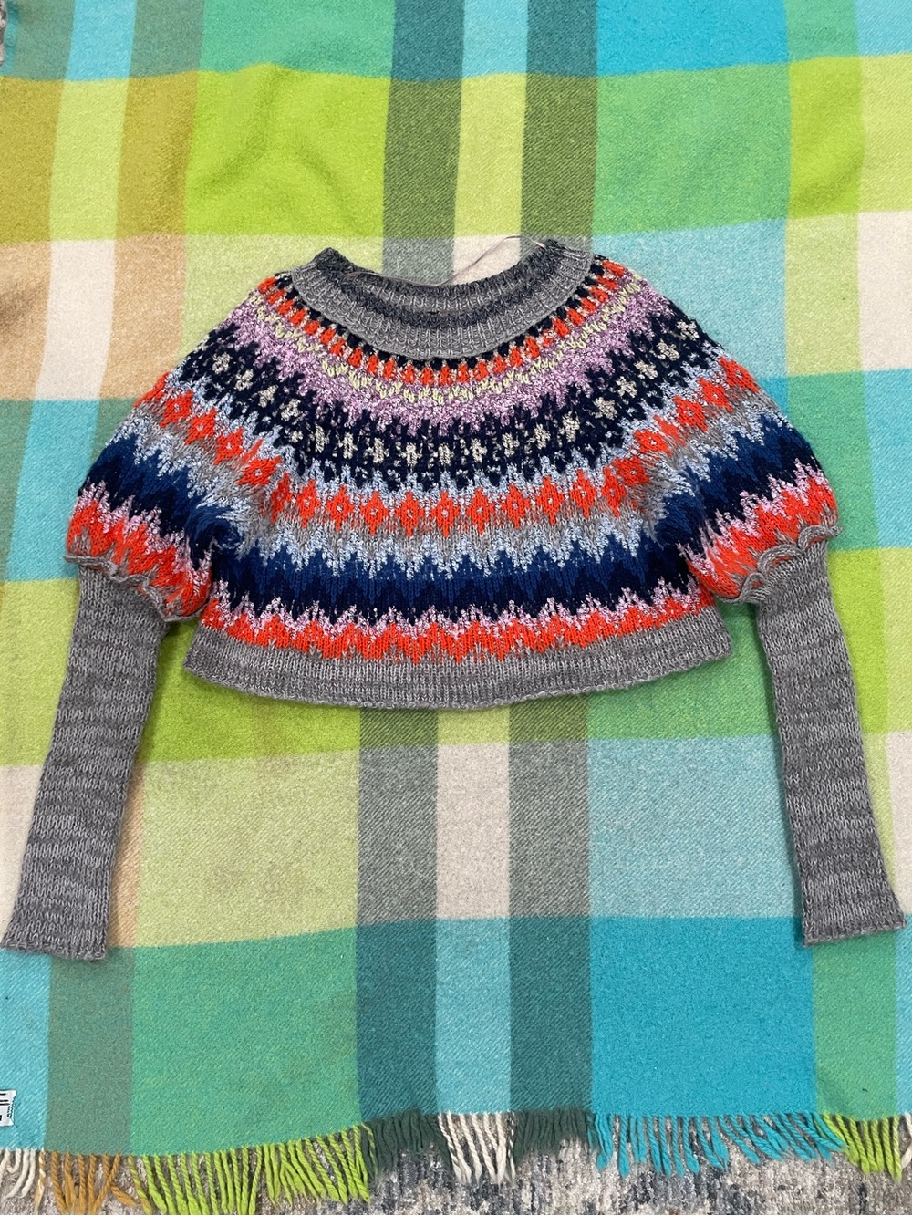 Free People Home For The Holidays Sweater Cozy Multicolor Cropped Women’s